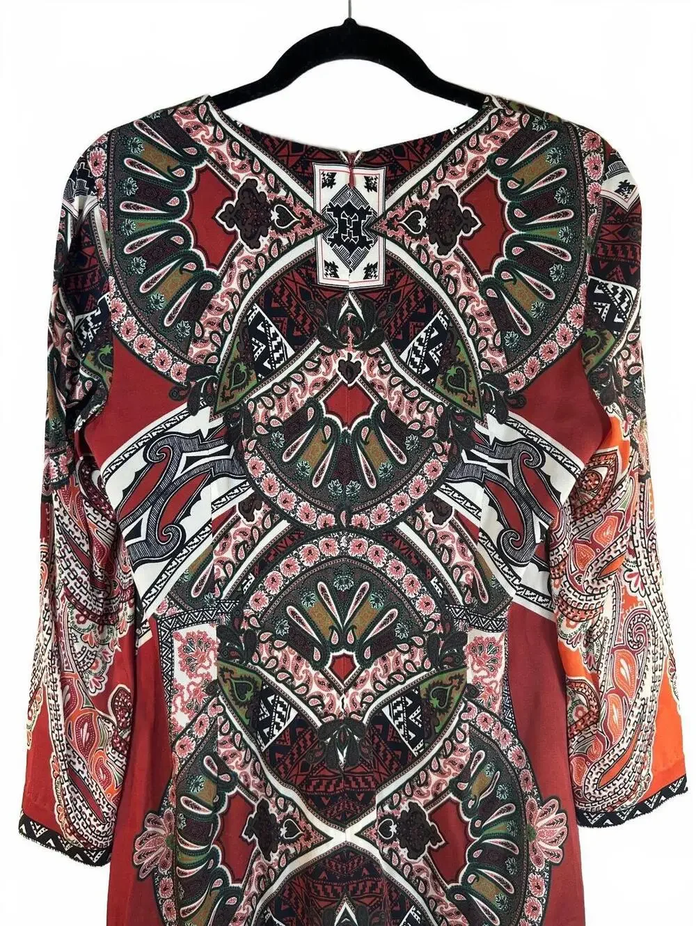 ETCETERA Women’s Red Patterned Geometric & Paisley Motif Dress / Size: 8